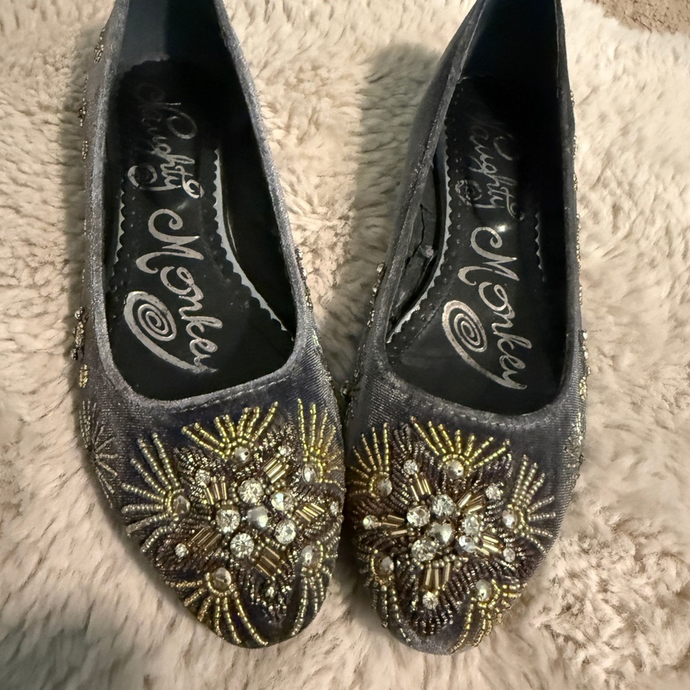 naughty monkey Gray Beaded Embellished Flats